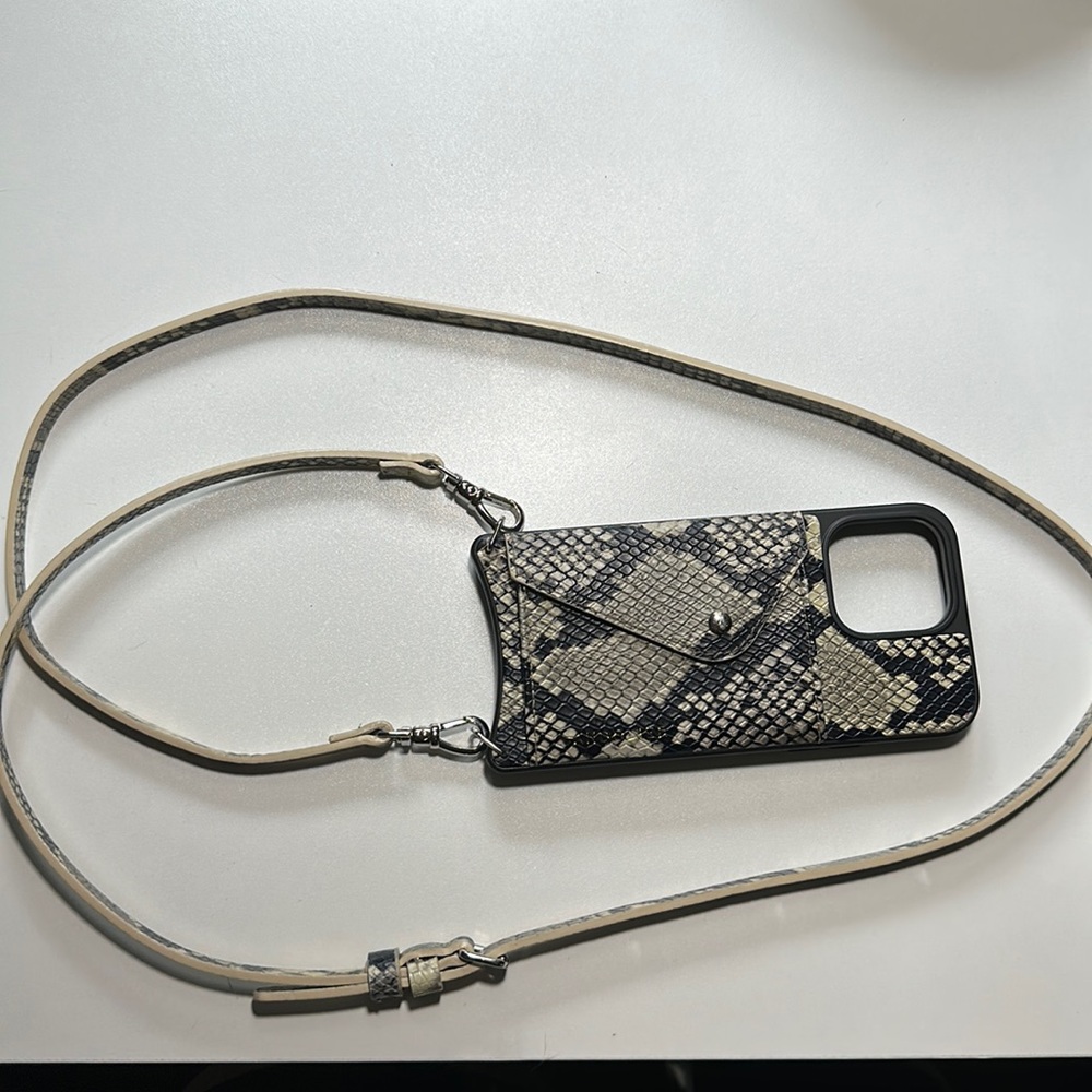 Bandolier Snake print iPhone 14 pro max crossbody phone case.